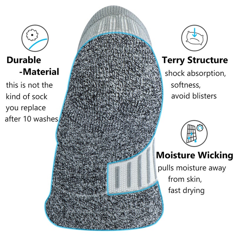 CWVLC No Show Sports Compression Socks 8-pairs  Low Cut Anti-Blister Hiking Running Workout Ankle Socks  Short Cushioned Moisture Wicking No Slip Arch Support Plantar Fasciitis  Black Gray  X-Large - Image 4